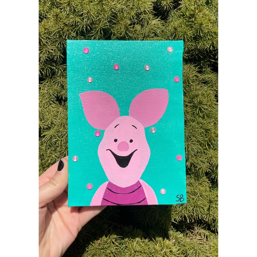 Piglet Hand Painted Canvas | Wall Art Decor | 5in x 7in | Winnie the Pooh
